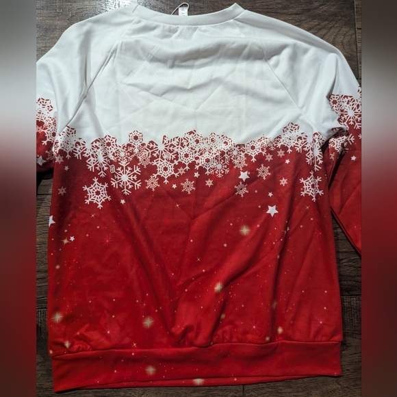 Zolucky Women’s Sweatshirt Christmas Snowflake Stars Red & White Size S NWT - Picture 11 of 16